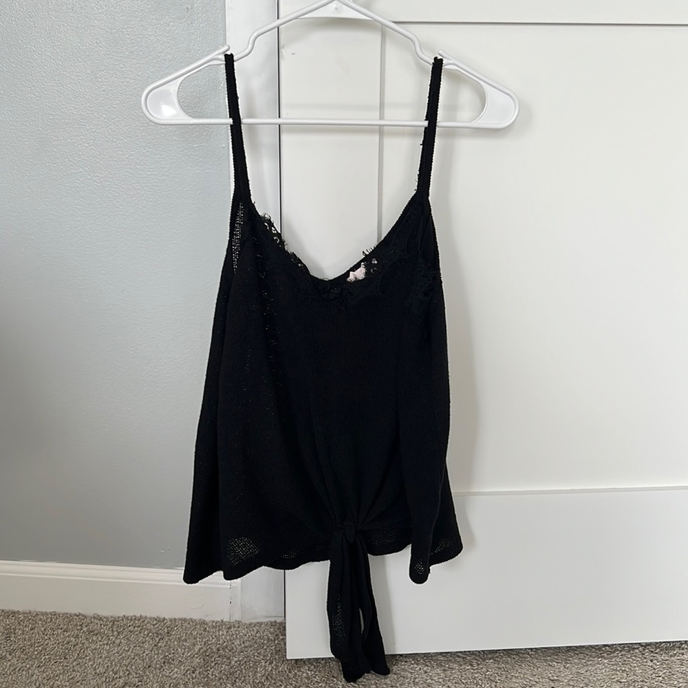 Escape by Blu Pepper Knit Lace Trim Tank Top Large